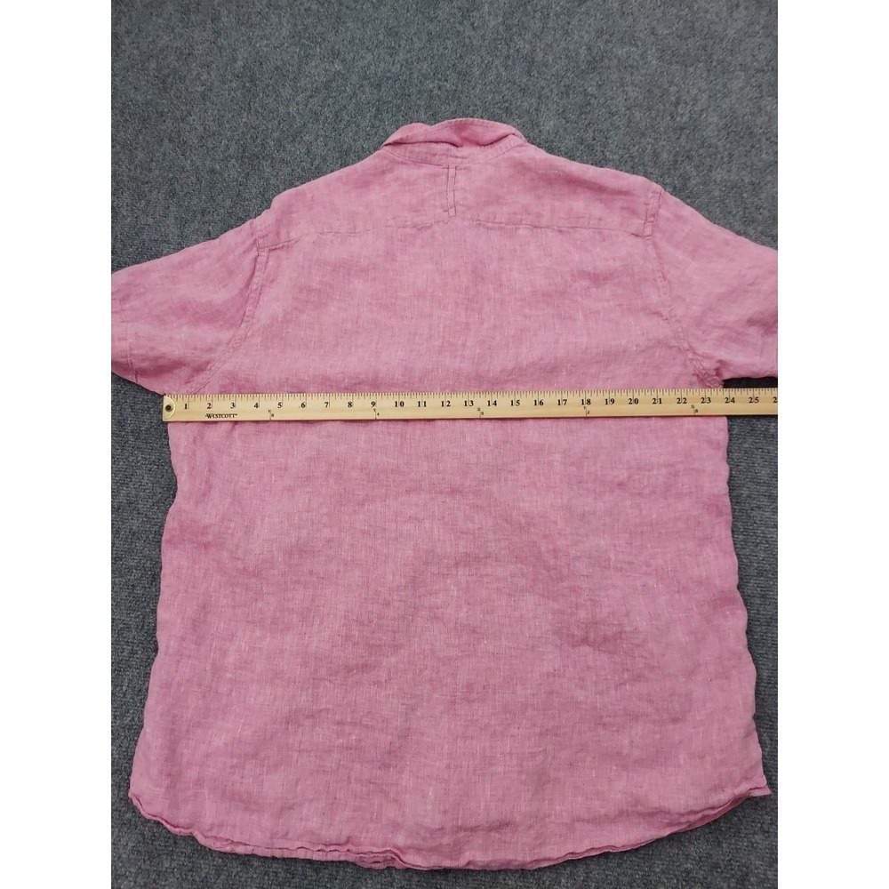 BANANA REPUBLIC Linen Shirt Mens XL Pink Short Sleeve Camden Standard Fit Beach - Picture 7 of 9